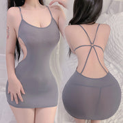 P-9 Seductive Halter Neck Leaky Back Chemise Lingerie