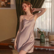 P-35 Classic Simple Solid Color Silk Nightwear Lingerie